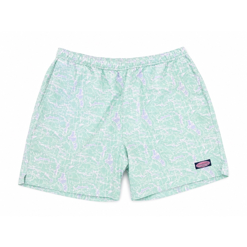 Vineyard Vines Mens XL Mint Green Topo Map Print Chappy Swim Trunks Board Shorts